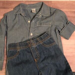 Carters 3T (new)chambray shirt and denim pants